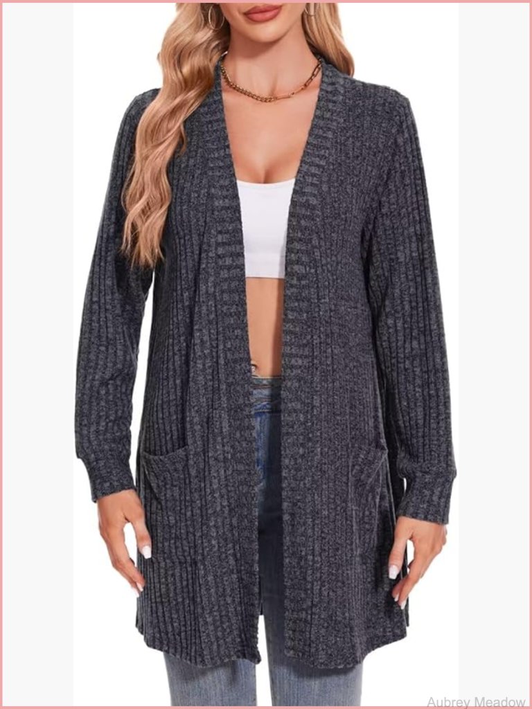 Plus Size Oversized Open Front Cardigan With Pockets